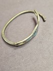Vintage 925 Silver Alpaca  Taxco Abalone Hinged Bangle Bracelet 7 5in 