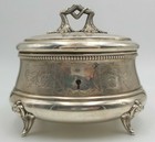 Beautiful Antique 19th Century Handmade European 800 Silver Footed Sugar Box