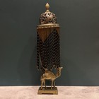 Vintage Middle Eastern Brass Camel Beaded Fringe Dome Table Lamp Moroccan Boho