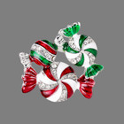 Red Green Enamel Crystal Christmas Sweets Candy Brooch Pin