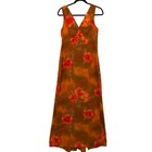 Vintage 1960s Hukilau Fashions Sleeveless Waterfall Maxi Dress Mod Acrylic Crepe