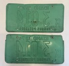 1957 Idaho Matching License Plates Pair K 3014 Famous Potatos Plate Tag Set