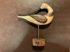 Vintage Hand Carved And Painted Signed Shore Bird Coastal  Beachy  Lake Theme