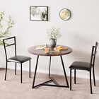 New Round Kitchen Table And Upholstered Chairs 3 Piece Dining Room Table Set