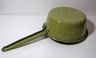 Vintage 1970s Mid-century Avocado Green Spatter Enamelware Saucepan