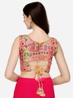Pujia Mills Women s Phantom Silk Floral Sleeveless Saree Blouse