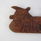 Aloha Turtle Hawaii Wood Carved Wall Hanging Tiki Bar Tropical Island Decor
