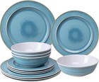 12 Piece Melamine Dinnerware Sets  Dinner Dishes Set  Plates And Bowls Sets     