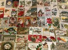 Big Lot Of 50 Vintage Christmas postcards early 1900 s 4 Santa s in Sleeves-m11