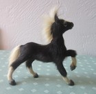 Vintage Real Fur Wrapped Horse Black   White  glass Eyes  