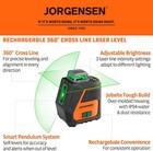 Jorgensen 360   Cross Line Laser Level Tripod 100ft Rechargeable Self Leveling