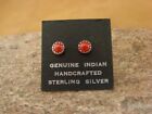 Small Navajo Indian Sterling Silver Coral Dot Post Earrings