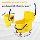 35qt Commercial Double Bucket Side Press Mop Bucket Set Wringer Rolling Wheels