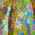 Vintage 70s Groovy Flower Power Cotton Full Bib Apron With Pockets 