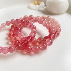Natural Strawberry Quartz Stone Stretch Bracelet Red Crystal Healing Reiki Gifts