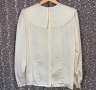 Vintage 70s 80s Jessica Ltd Floral Lace Cream Blouse Victorian Cottagecore Sz 10