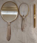 Vintage Victorian Style Vanity Dresser Set 3 Piece Gold Tone Brush  Mirror  Comb