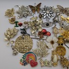 Vintage Brooch   Pin Lot Damaged Broken Repair Craft Rhinestone Floral Butterfly