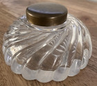 Antique Victorian Glass Swirl Dome Ink Inkwell Bottle Heavy   Thick