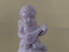 Vtg Angel Trinket Box Porcelain Mandolin Cherub Pill Box