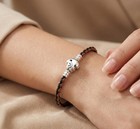 Braided Leather Bracelet 7 1in 18cm Black Brown Cord Lion Heart Clasp Unisex
