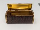Vintage Snakeskin Wrapped Lipstick Case Gold Tone Compact Holder Exotic Leather
