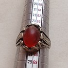 Rare Ancient Roman Silver Ring Engraved Beautiful Red Stone Authentic