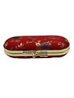 Portable Lipstick Case Holder Box Mirror For Storage Avon Red Floral Vtg 4   