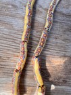 Vintage Venetian Millefiori Elbow African Trade Bead Strand Yellow Red Blue Mosa