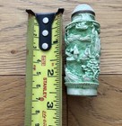 Vintage Chinese Style Carved Green Cinnabar Effect  Bottle With Spoon Stopper