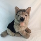 Fao Schwarz German Shepherd Plush 15  Tan Black Sitting Stuffed Dog Realistic