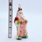 Christopher Radko Satin Mint Santa Glass Christmas Ornament 6  New With Tag Rare