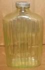Vintage Uranium Glass Ribbed Refrigerator Bottle With Lid