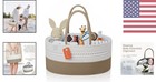 Woven Baby Diaper Caddy Organizer Large Gray Portable Nursery Storage