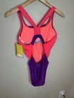 Speedo One Piece Swimsuit Purple Pink Hydro Bra Womens 12 Nwt Fitness