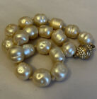 Rare Vintage Large Heavy Pearl Bead Necklace 15    Long