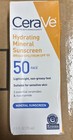 Cerave Hydrating Mineral Face Sunscreen  Spf50  2 5oz  Exp  02-12 2027  2pk