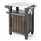 Keter Unity 40 Gallon And Unity Xl Rolling Bar Cart With Storage Cabinet  Brown