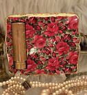 Vtg Powder Lipstick Stratton Compact Case Stunning Pink Red Flowers Animal Print