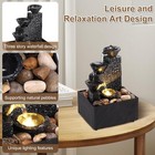 Tabletop Waterfall Fountain With Soft Led Lights  Relaxing Flowing Water Desktop