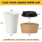Racetop 12 Oz 50 Pack Disposable Paper Coffee Cups Lids And Sleeves 12oz Coffee