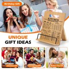 Bamboo Cookbook Stand For Kitchen  Adjustable Recipe Book Holder With Chart