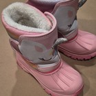Kids Size 13 Pink Unicorn Glitter Faux Fur Lined Snow Boots Hook   Loop