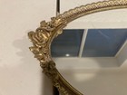 Vintage Matson Hollywood Regency Gold Metal Oval Vanity Mirror Tray Roses