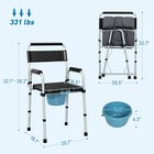Folding Bedside Commode Chair With Handle  Adjustable Height  Black