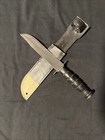 Ontario U s  Military Fighting Knife 7    Fixed Blade W  Leather Sheath Made In Us
