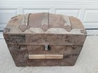     rare Antique 1870 s Embossed Tin Dome Hump Arch Camel Top Steamer Trunk
