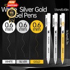 Gethpen 3 Colors 0 6mm Extra Fine Point Gel Pen Set 0 6 Mm  White gold silver
