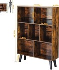 Cube Bookshelf - 3 Tier Mid-century Rustic Brown Modern Bookcase With Legs