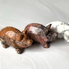 Jasper Stone Carved Miniature Pig Figurine Set Of 4 Pink White Brown Multicolor